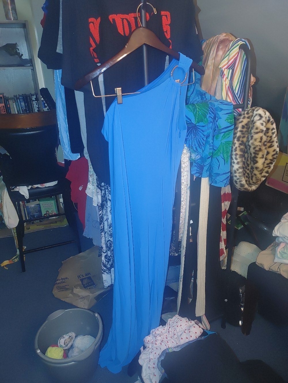 White House Black Market Royal Blue One-Shoulder Dress